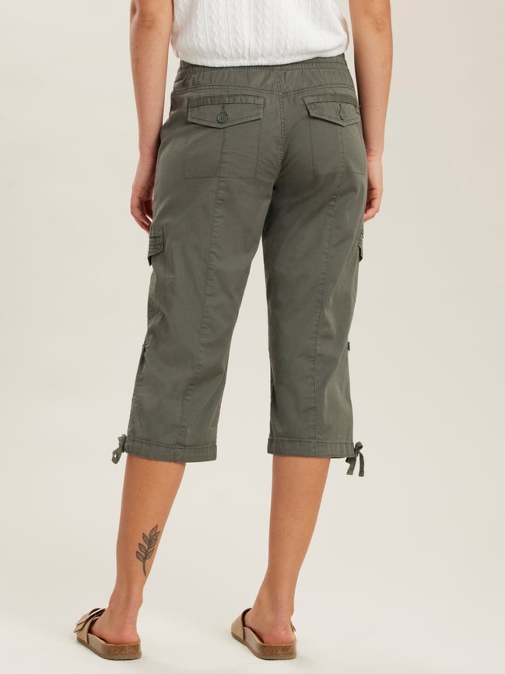 🆕 Supplies by Union Bay Harriet Crop Pants Drawstring Cargo Capris in Olive - Picture 7 of 9